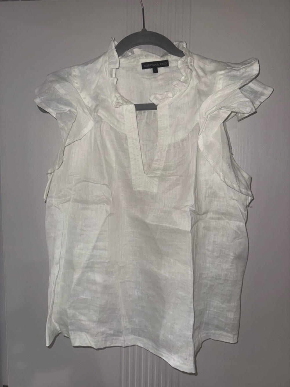Robinson & Rodeo White Ruffle Linen Camisole
